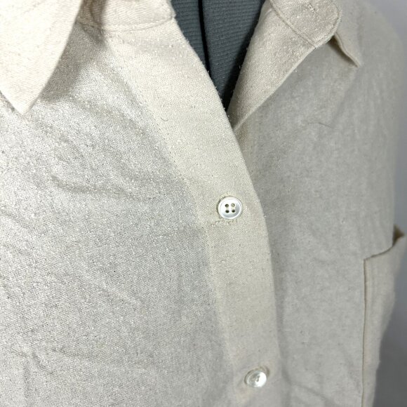 Jenni Kayne Relaxed Oversized Shirt Ivory Raw Silk Boyfriend XL - Picture 4 of 6